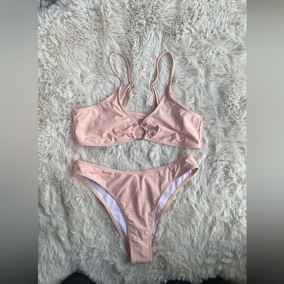 Pastel Peach Brazilian Bikini Top Bottom Large - Picture 2 of 8